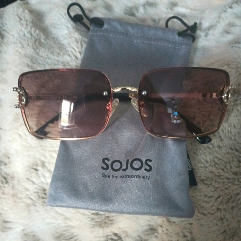 SOJOS Square Rimless Sunglasses in Purple Ish Gradient